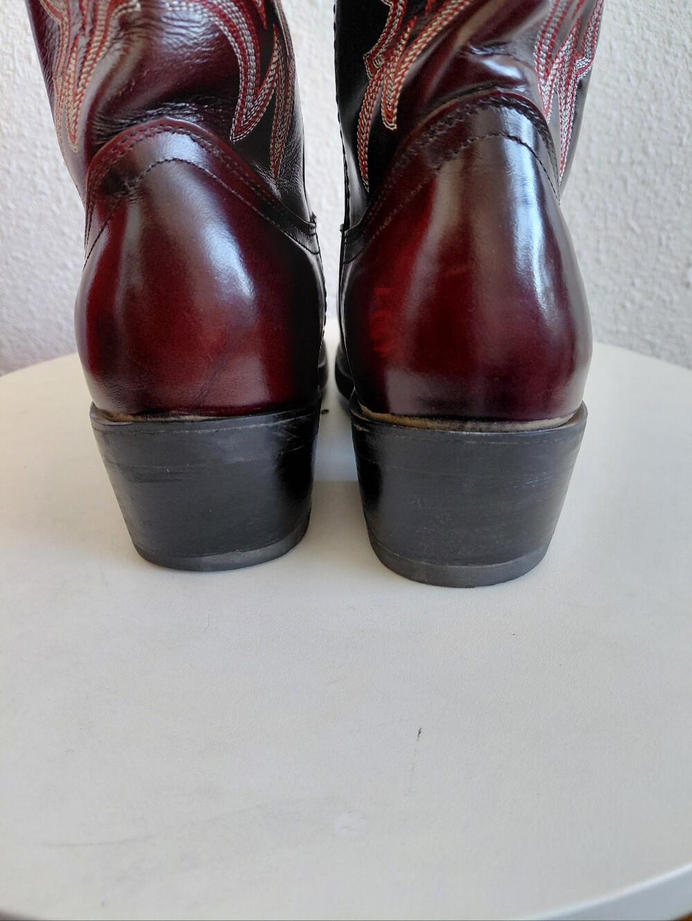 Cowtown Burgundy Leather Western  Rodeo Farm Boots - Picture 10 of 15
